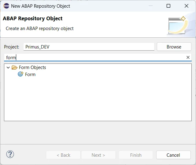 Form Object Creation