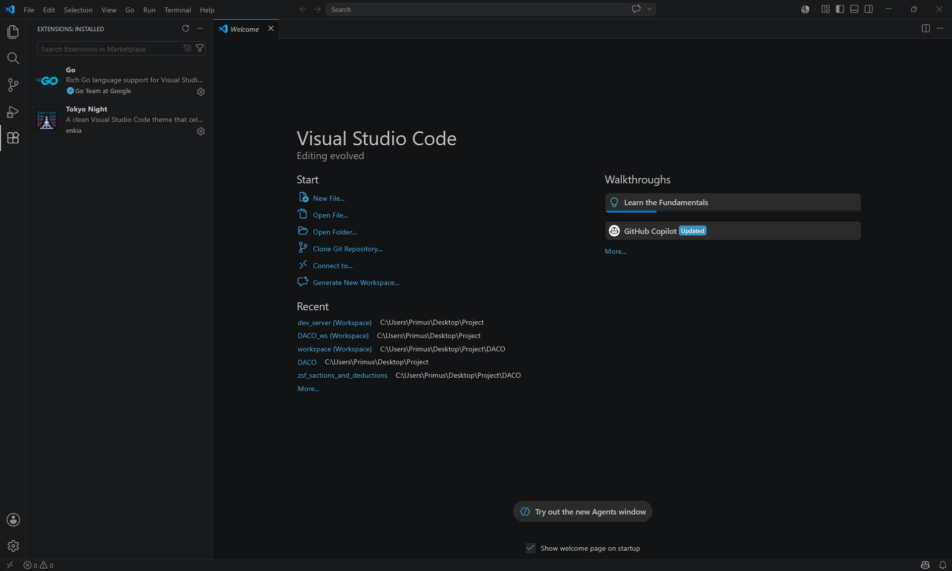 Fresh VS Code installation