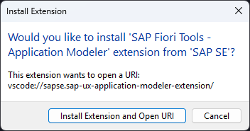 Install extension dialog