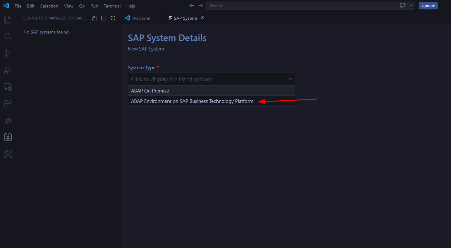Connection type selection