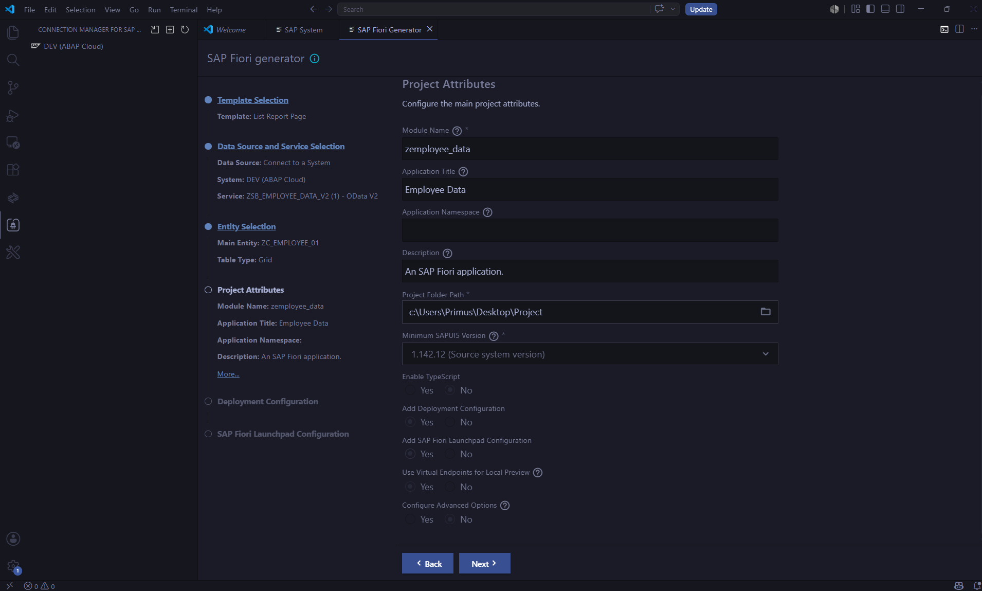 Project settings and deployment configuration