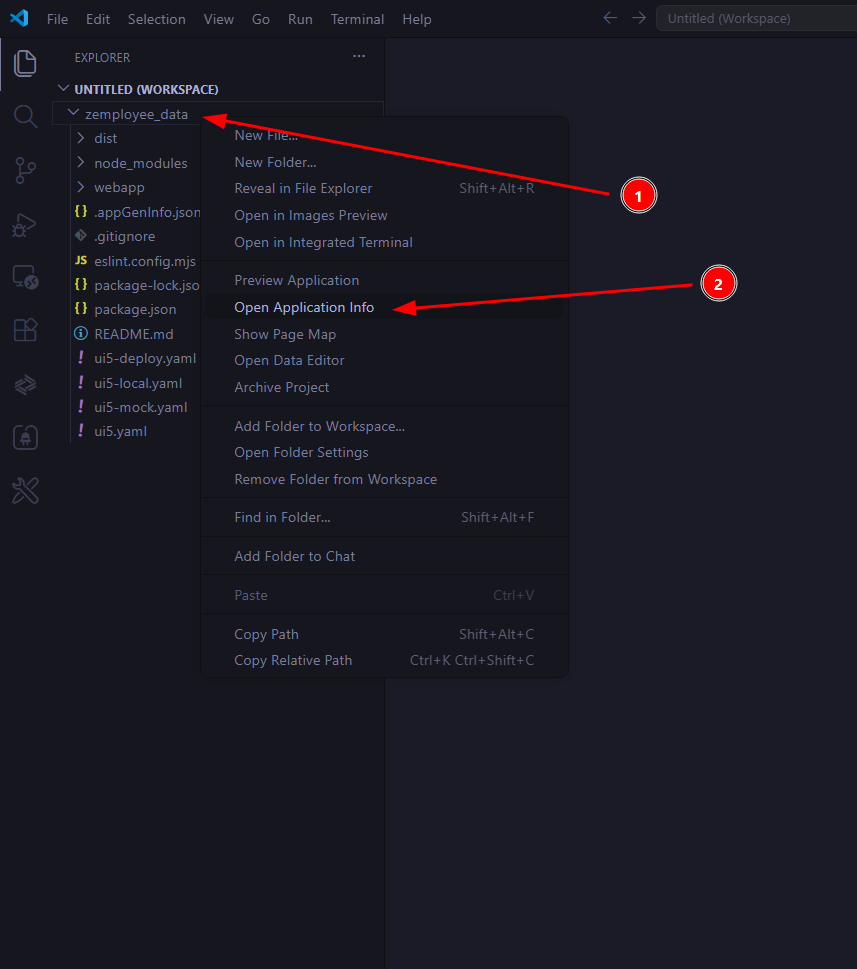 Application Info page with Deploy button