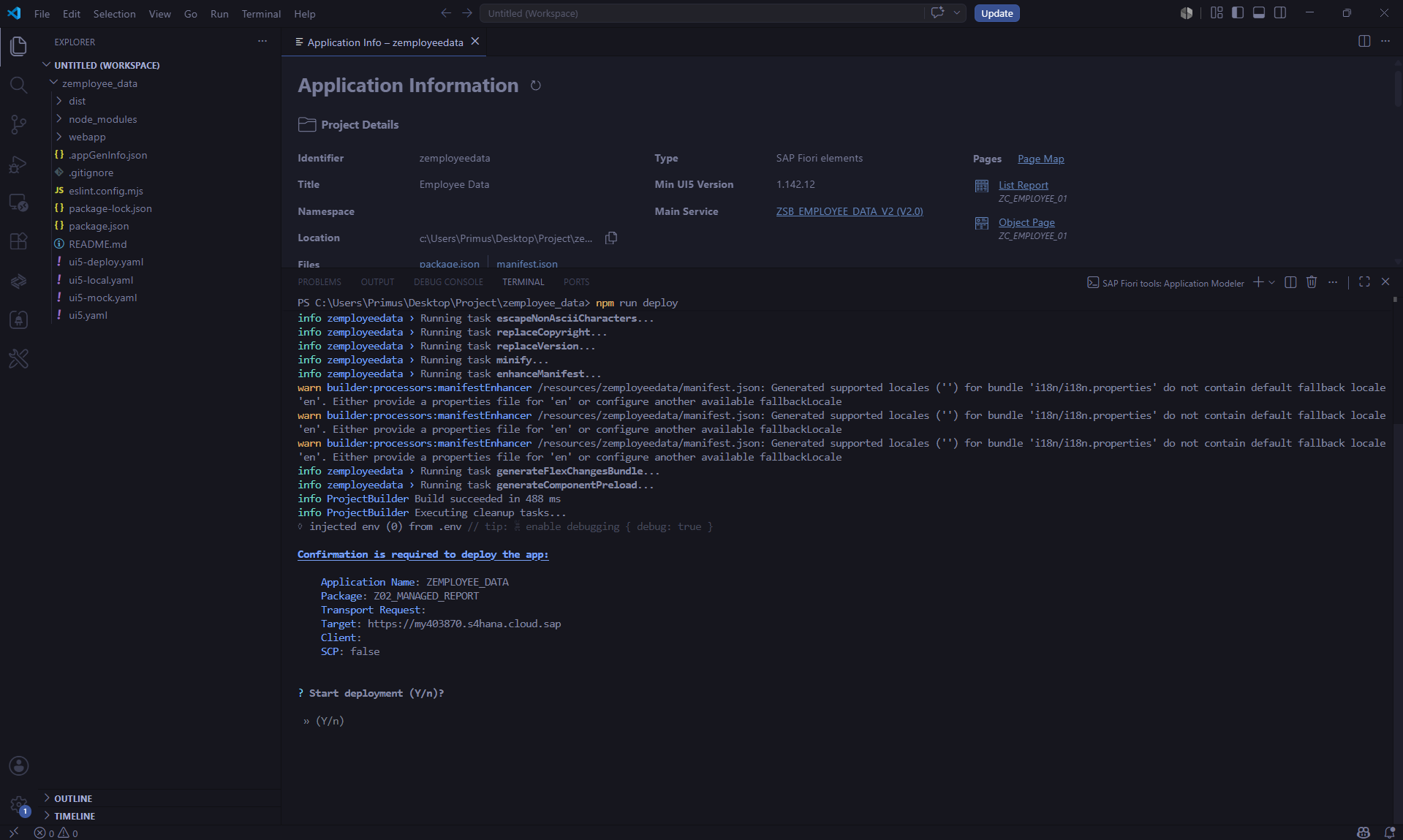 Deployment confirmation prompt