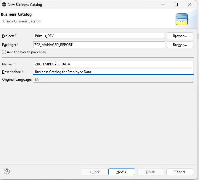 Business Catalog creation prompt