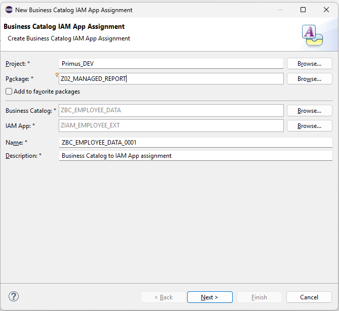 Business Catalog configuration