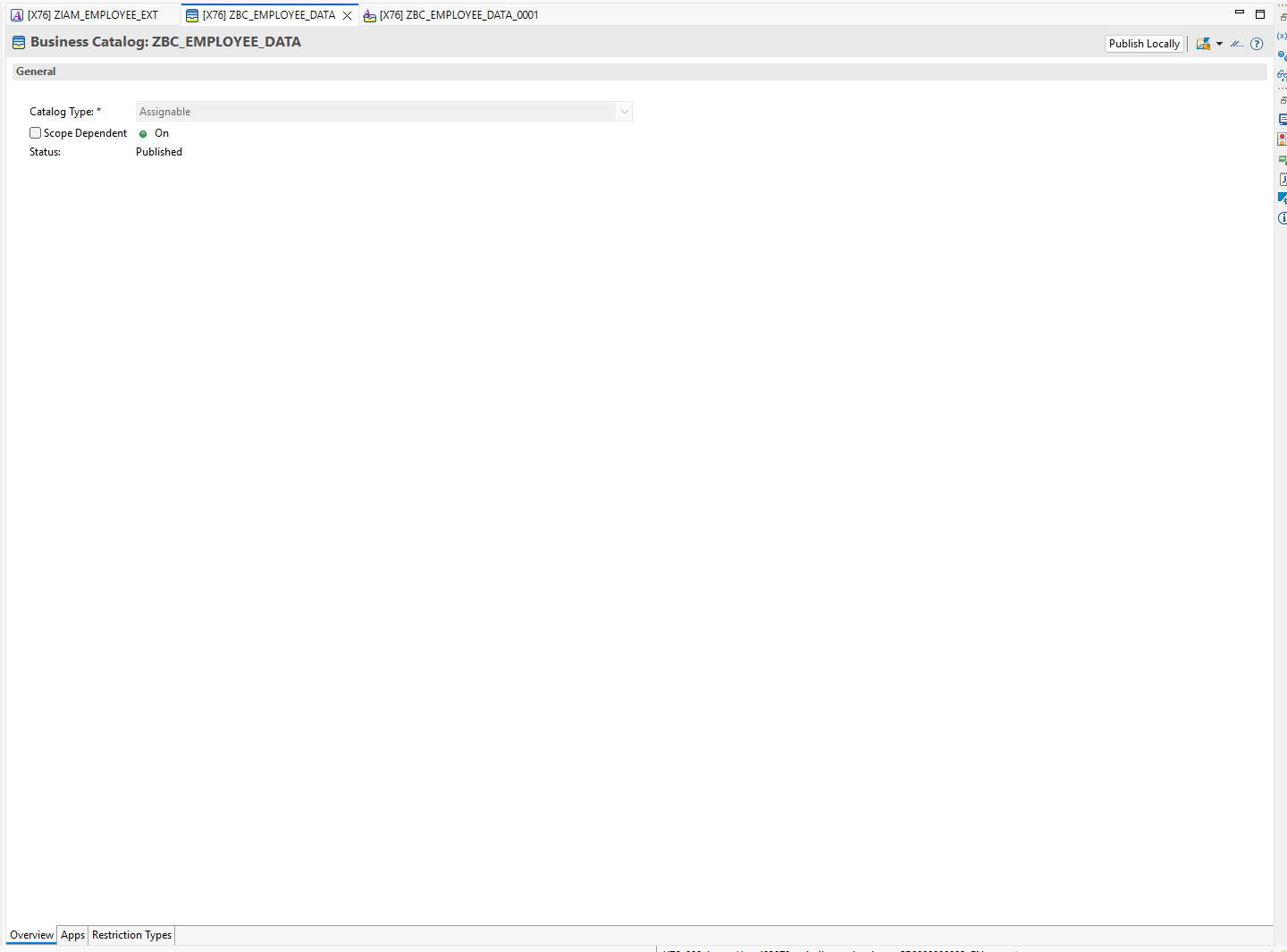 Publish Locally button