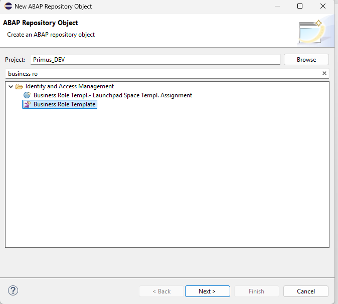 Business Role Template creation - Step 1