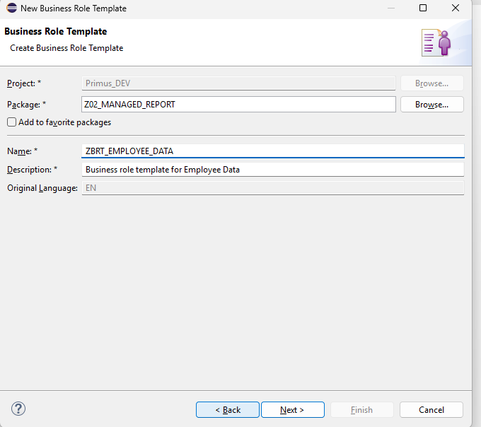 Business Role Template creation - Step 2