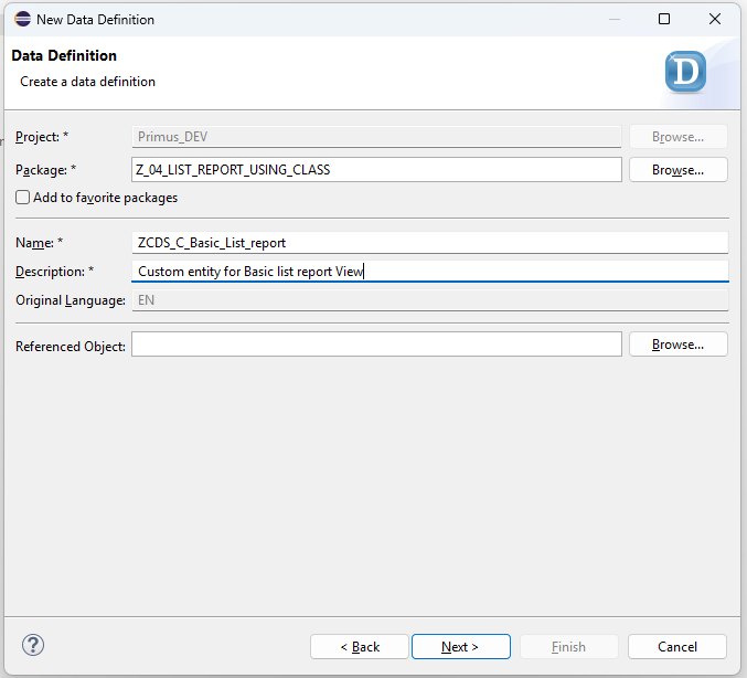 Naming the custom entity