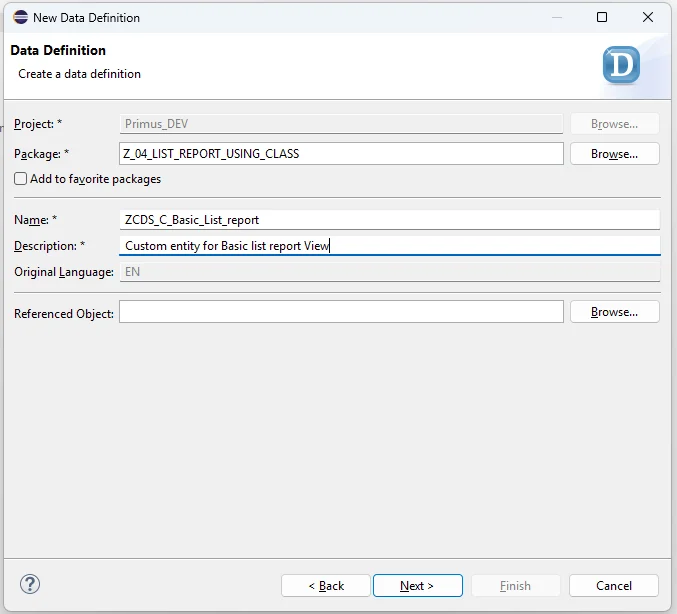 Naming the custom entity