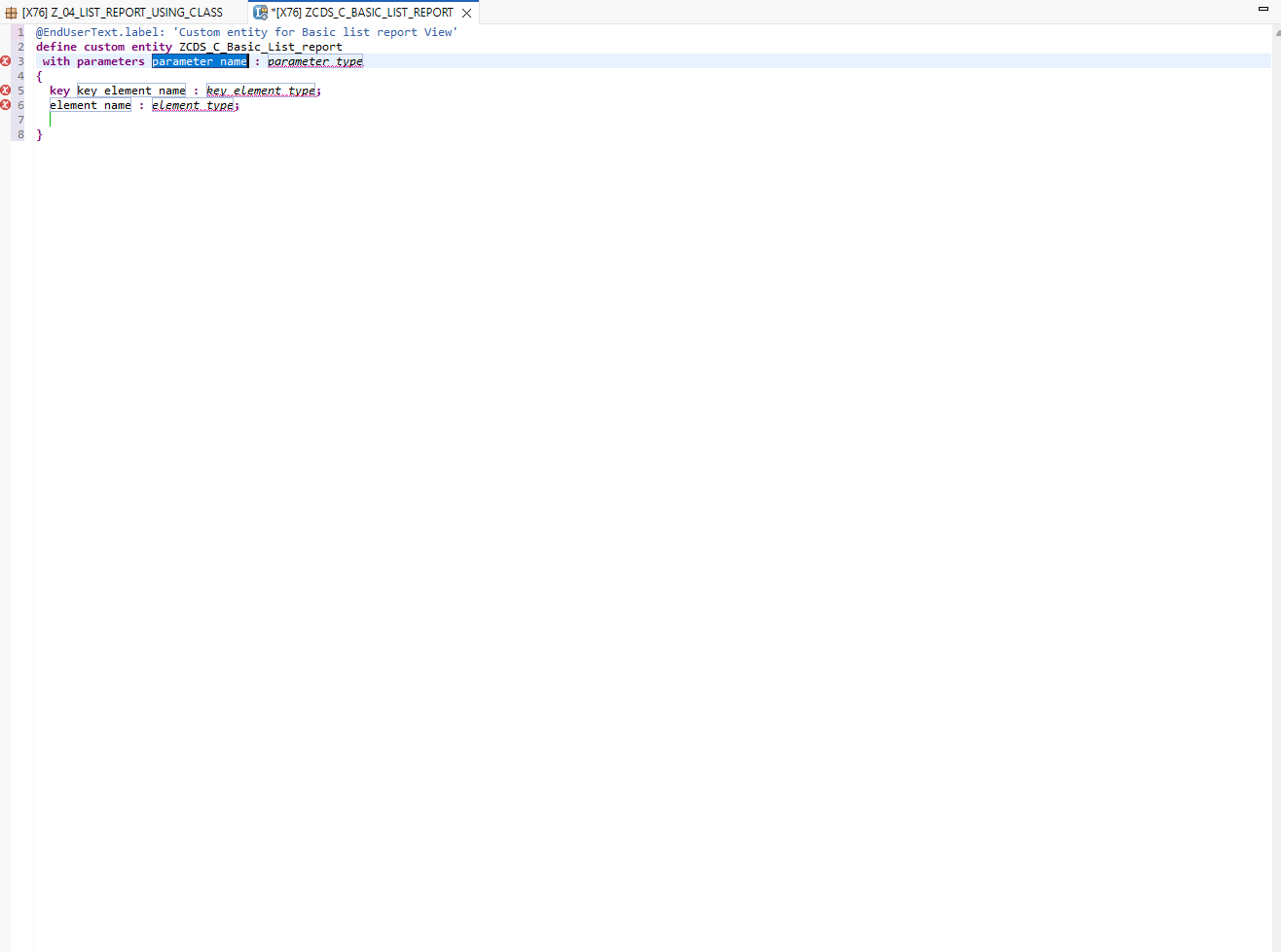 Generated template with extra boilerplate