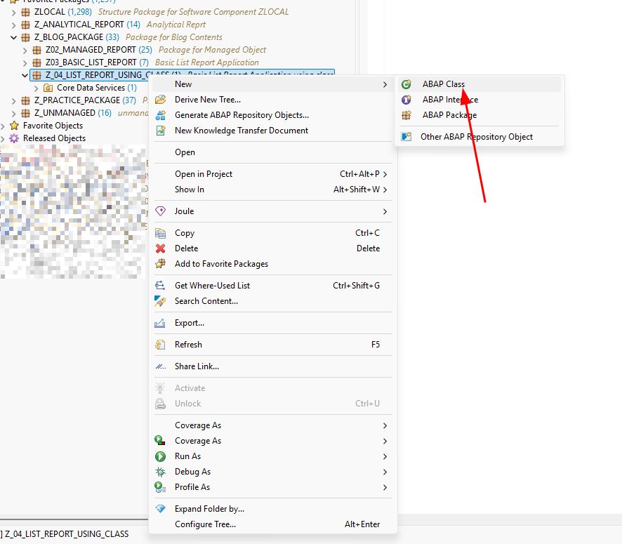Creating a new ABAP class