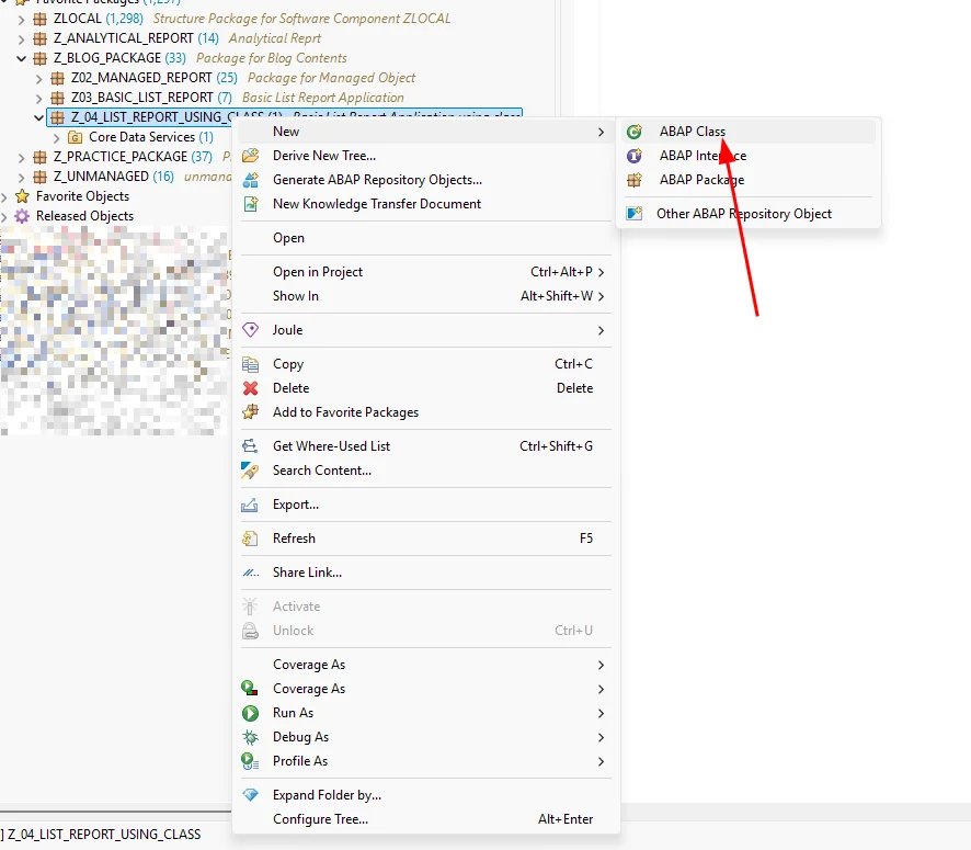 Creating a new ABAP class
