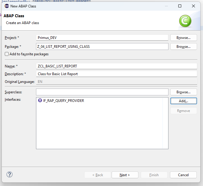 Interface added to class