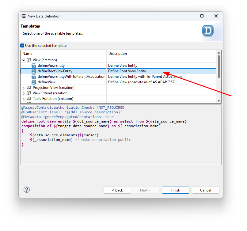 Selecting Root View Entity