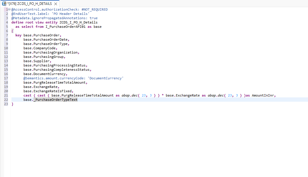 Adding fields and activating the CDS view