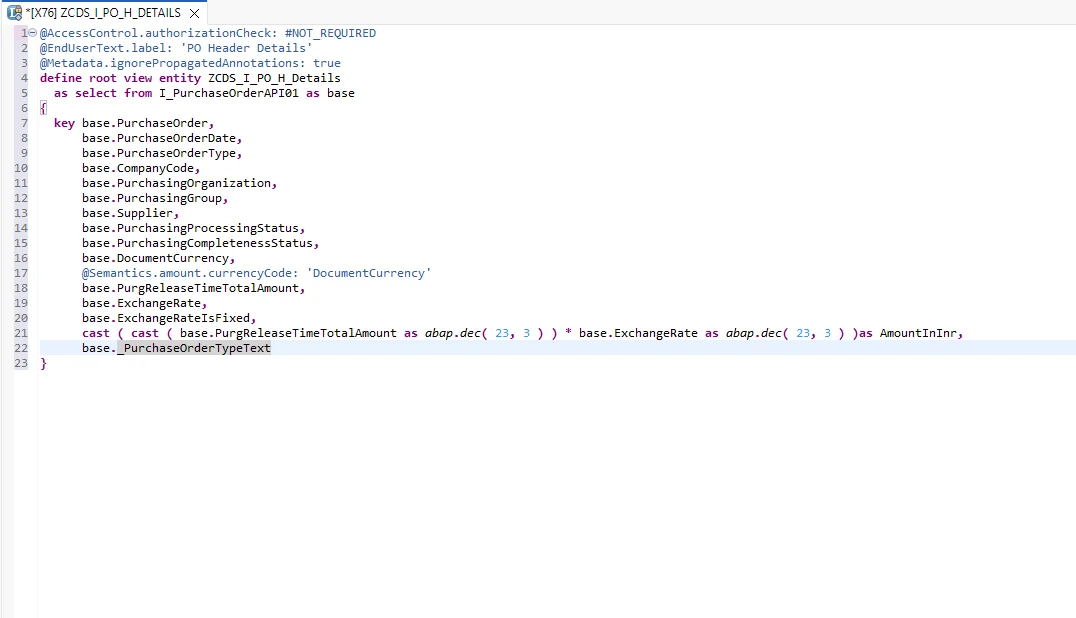 Adding fields and activating the CDS view