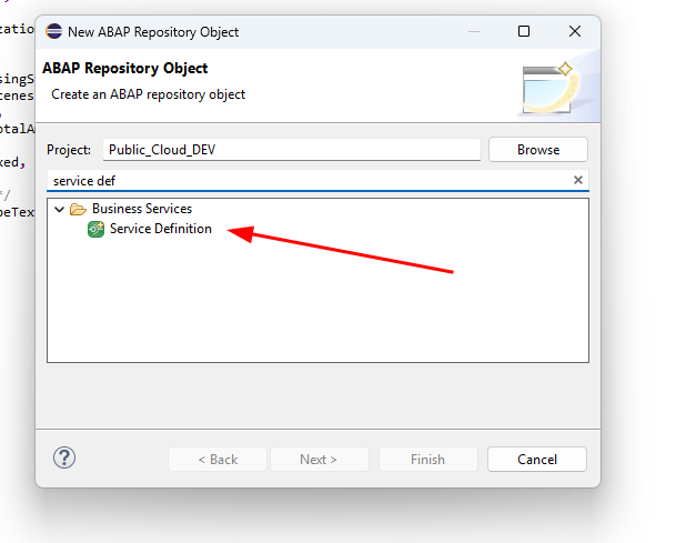 Selecting Service Definition