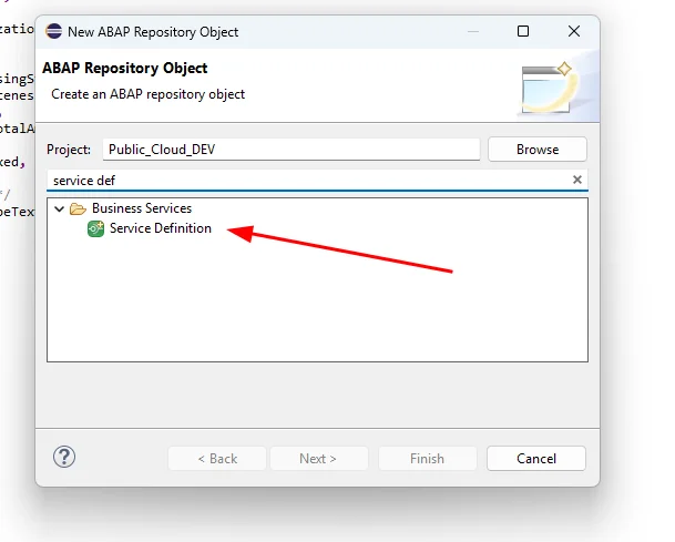 Selecting Service Definition