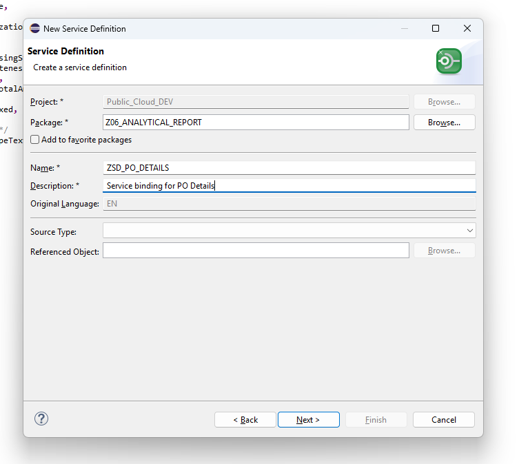 Service definition details