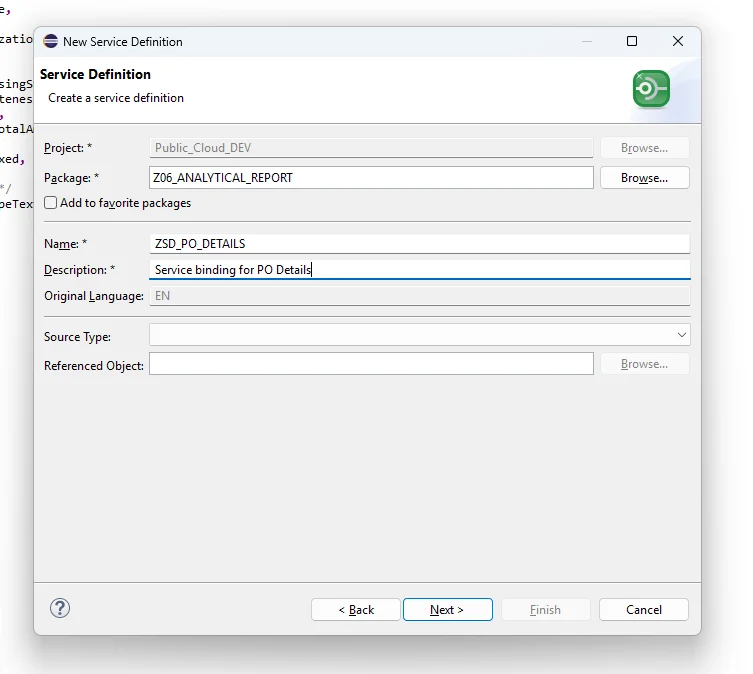 Service definition details