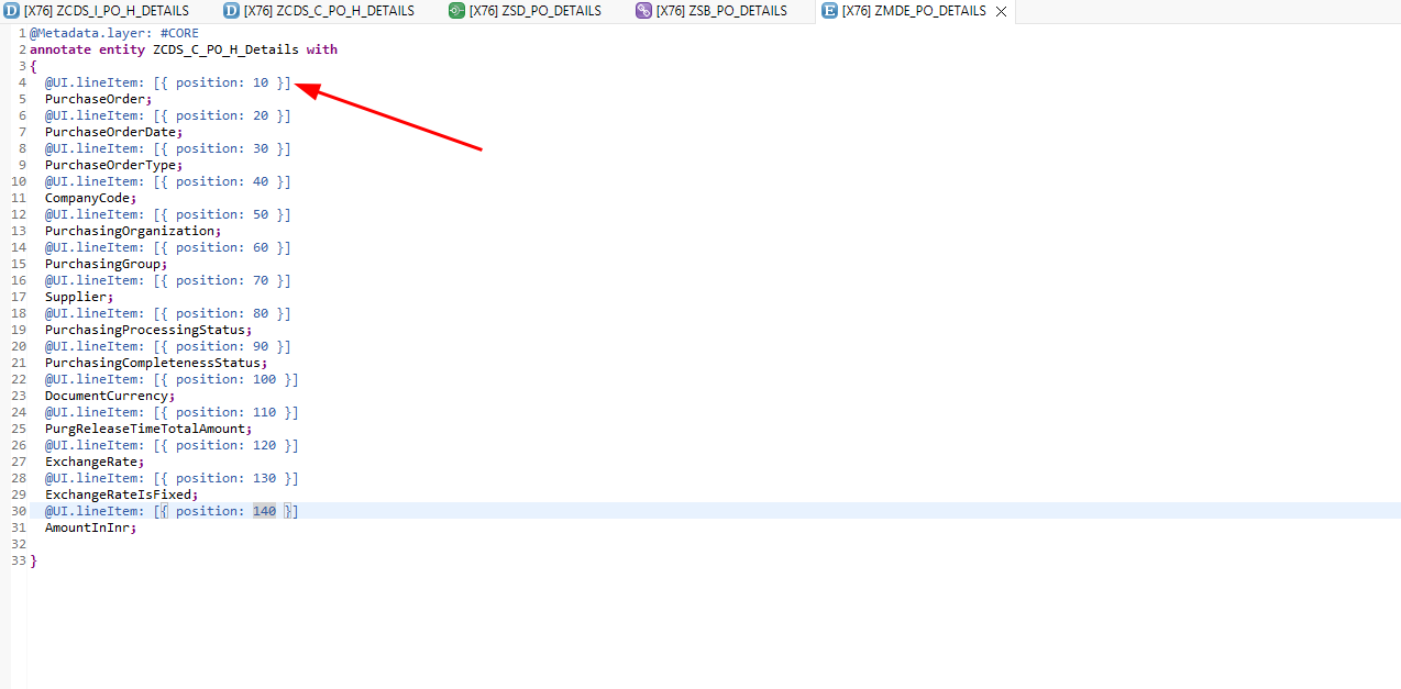 Adding UI.lineItem annotations