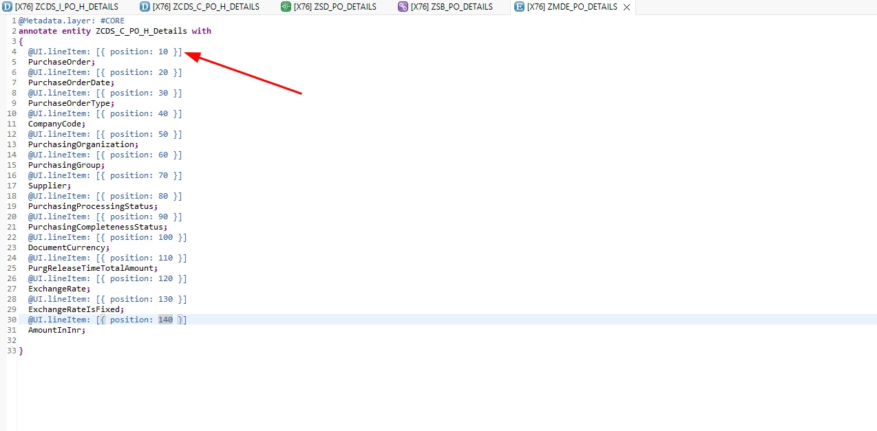 Adding UI.lineItem annotations