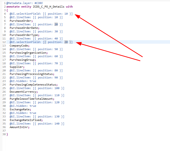 Adding UI.selectionField annotations