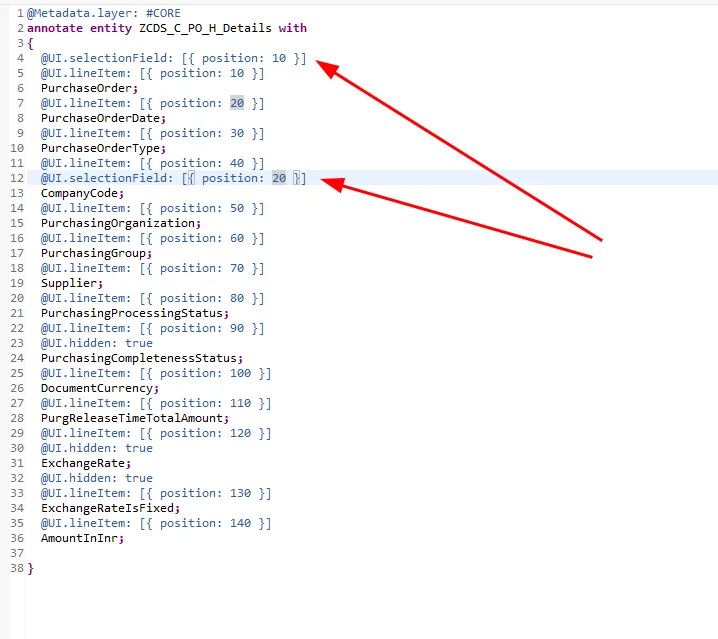 Adding UI.selectionField annotations