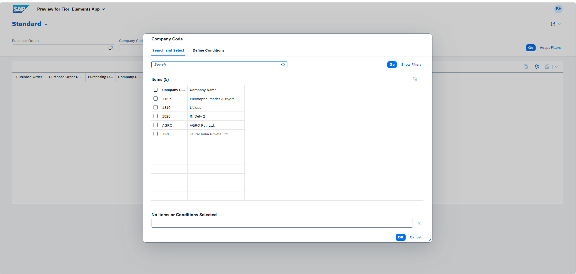 Configuring value help for company code