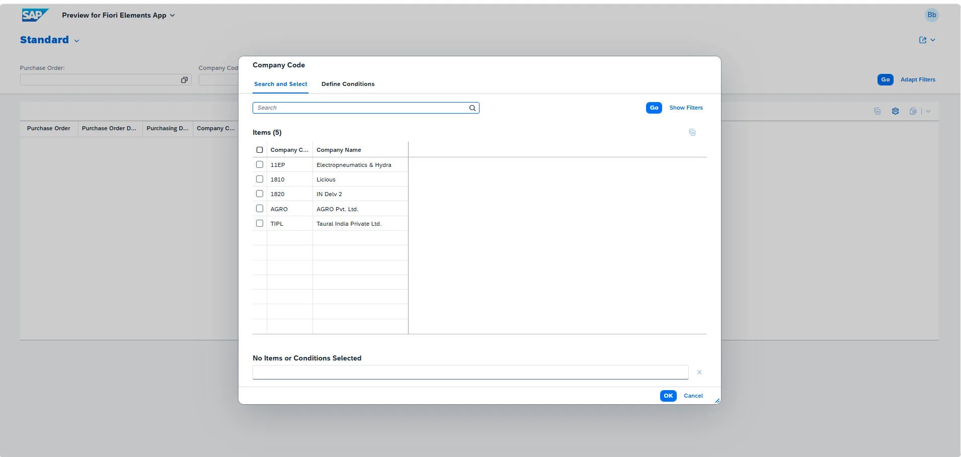 Configuring value help for company code