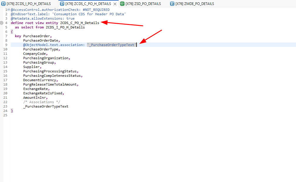Adding a text association