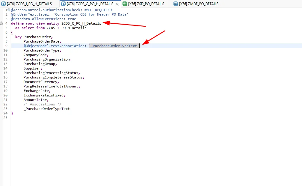Adding a text association