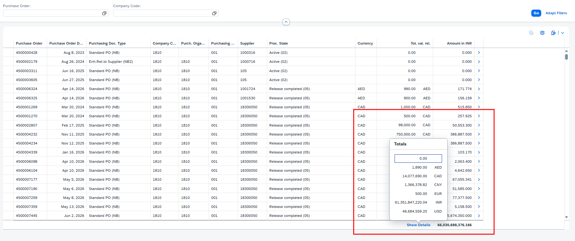 Subtotals for quantity fields