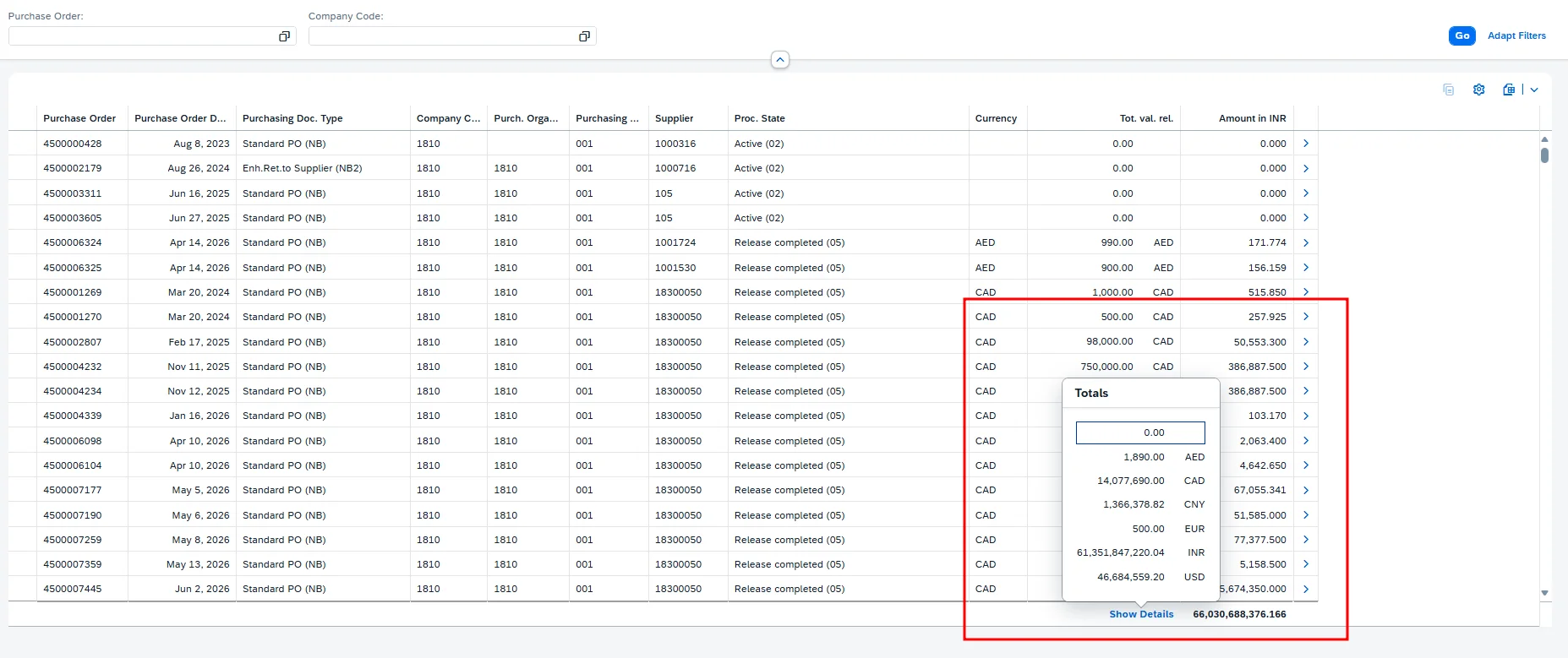 Subtotals for quantity fields