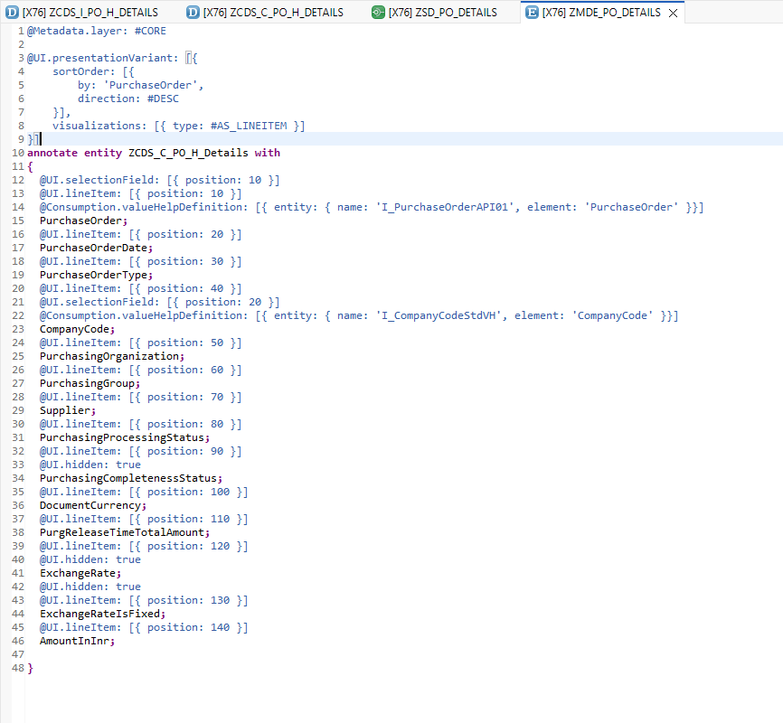 Default sort order configured