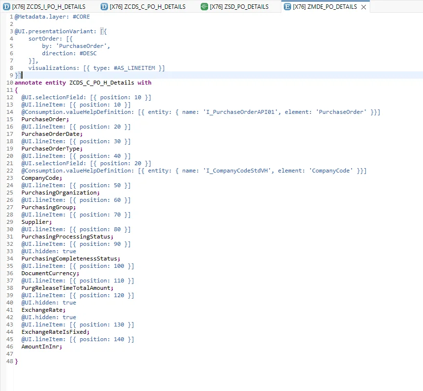 Default sort order configured