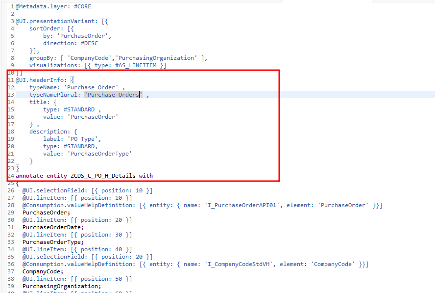 Header info annotation applied