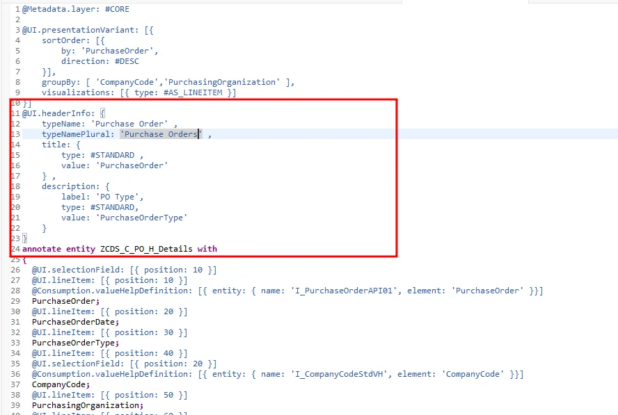 Header info annotation applied