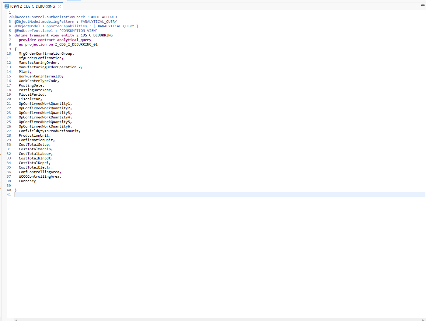 Analytical Query CDS view in Eclipse