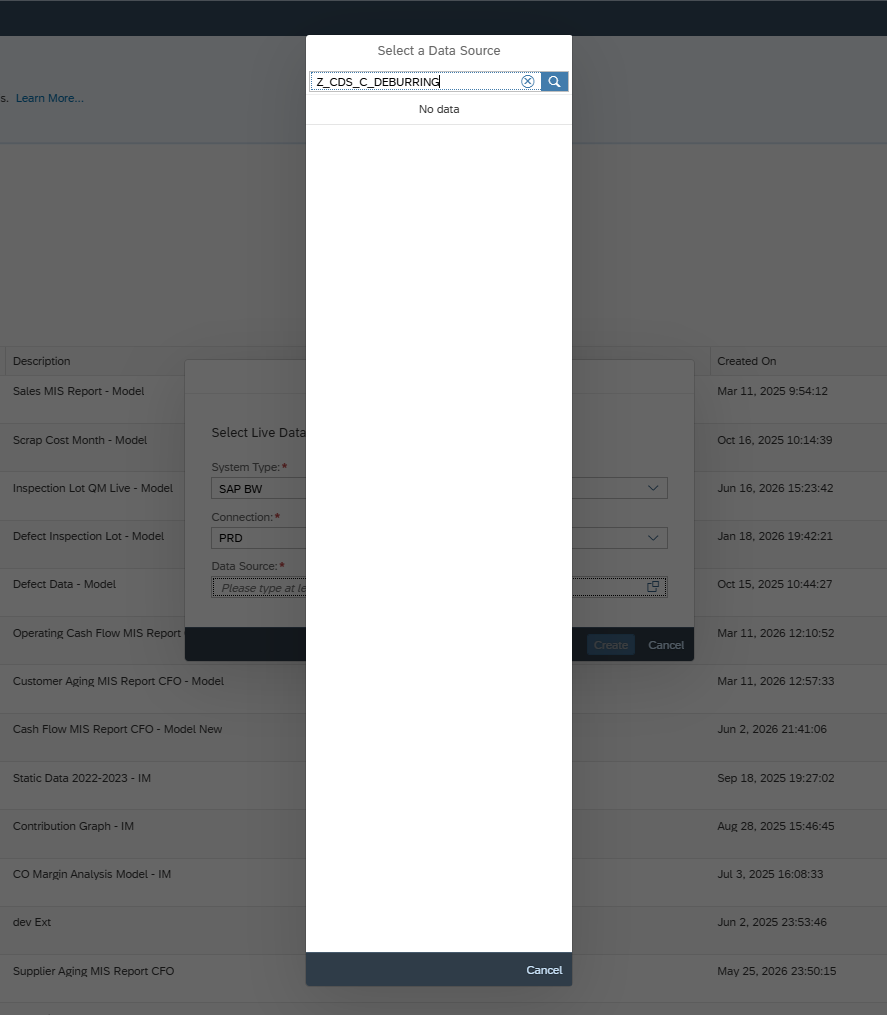 Search returns no results for the CDS view