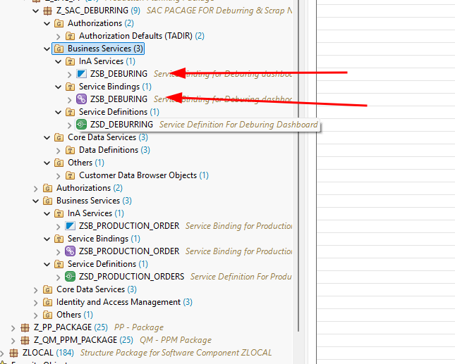 Auto-generated InA Service in the package