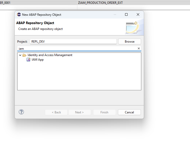 Searching for IAM App in repository objects