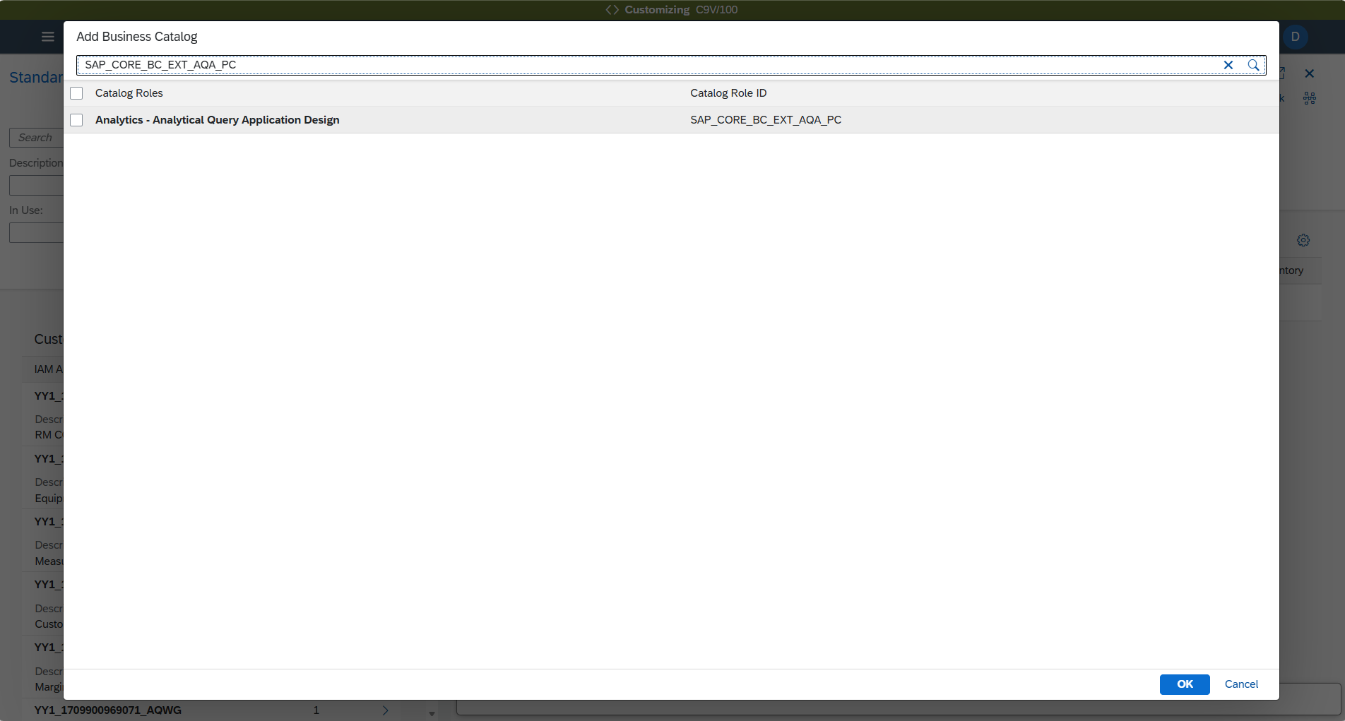 Selecting SAP_CORE_BC_EXT_AQA_PC for the report