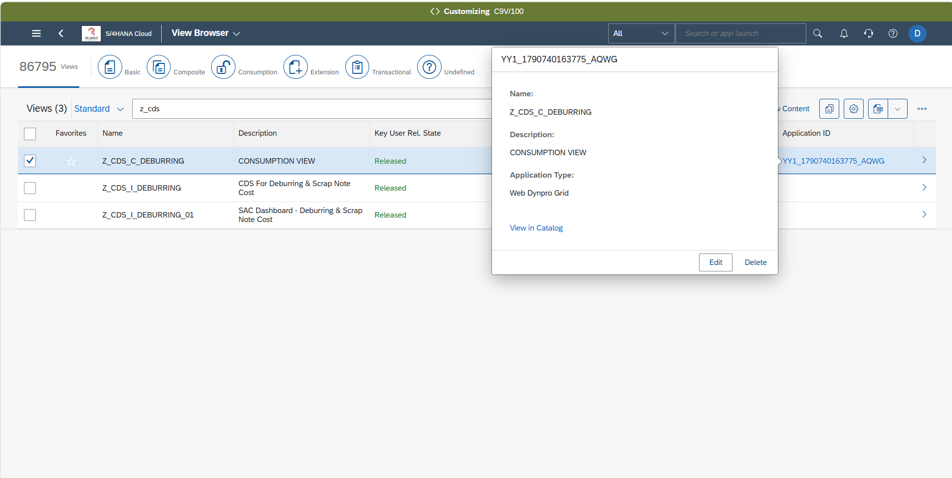 View in Catalog button