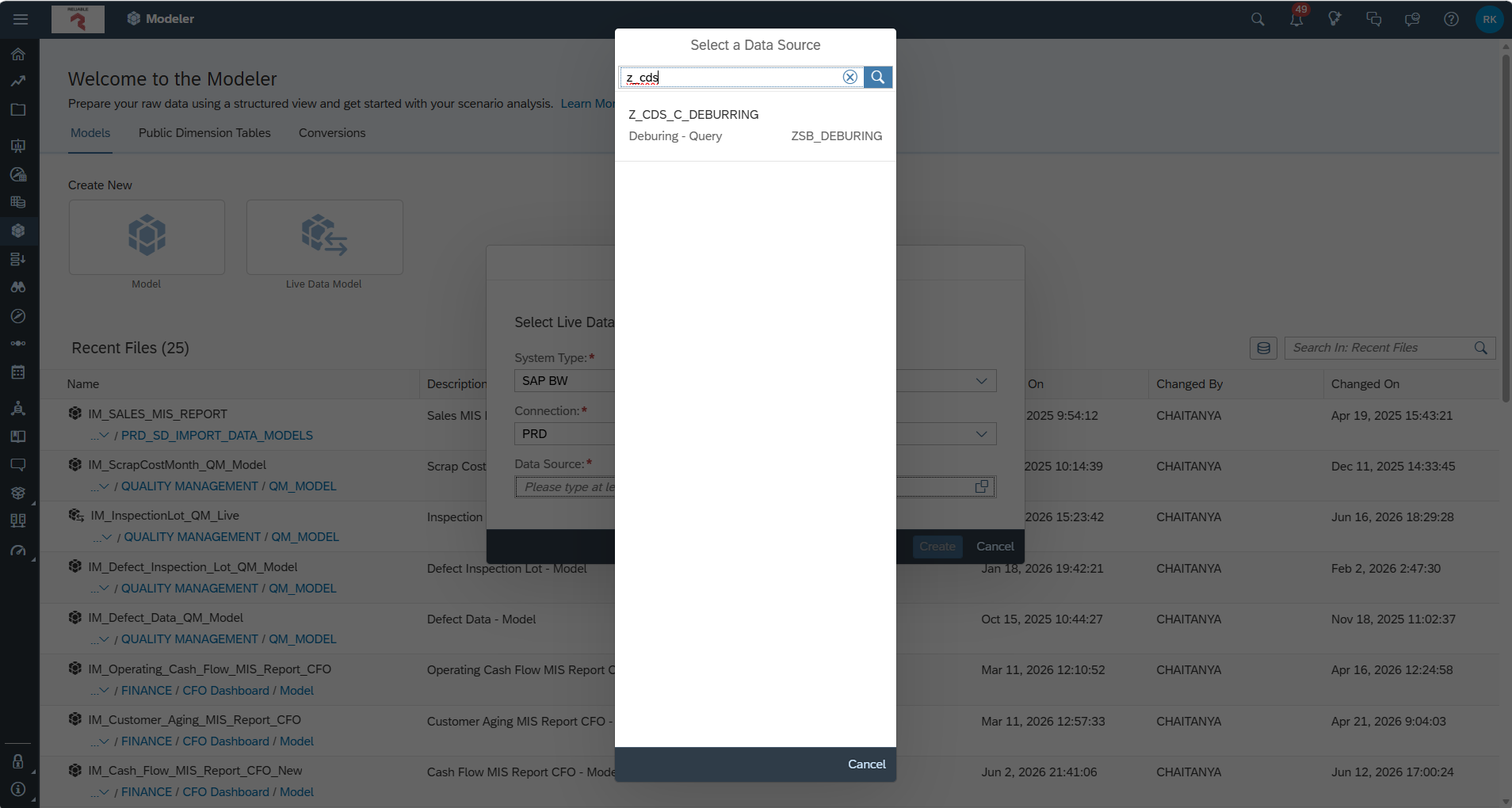 Analytical Query now visible in SAC Modeler