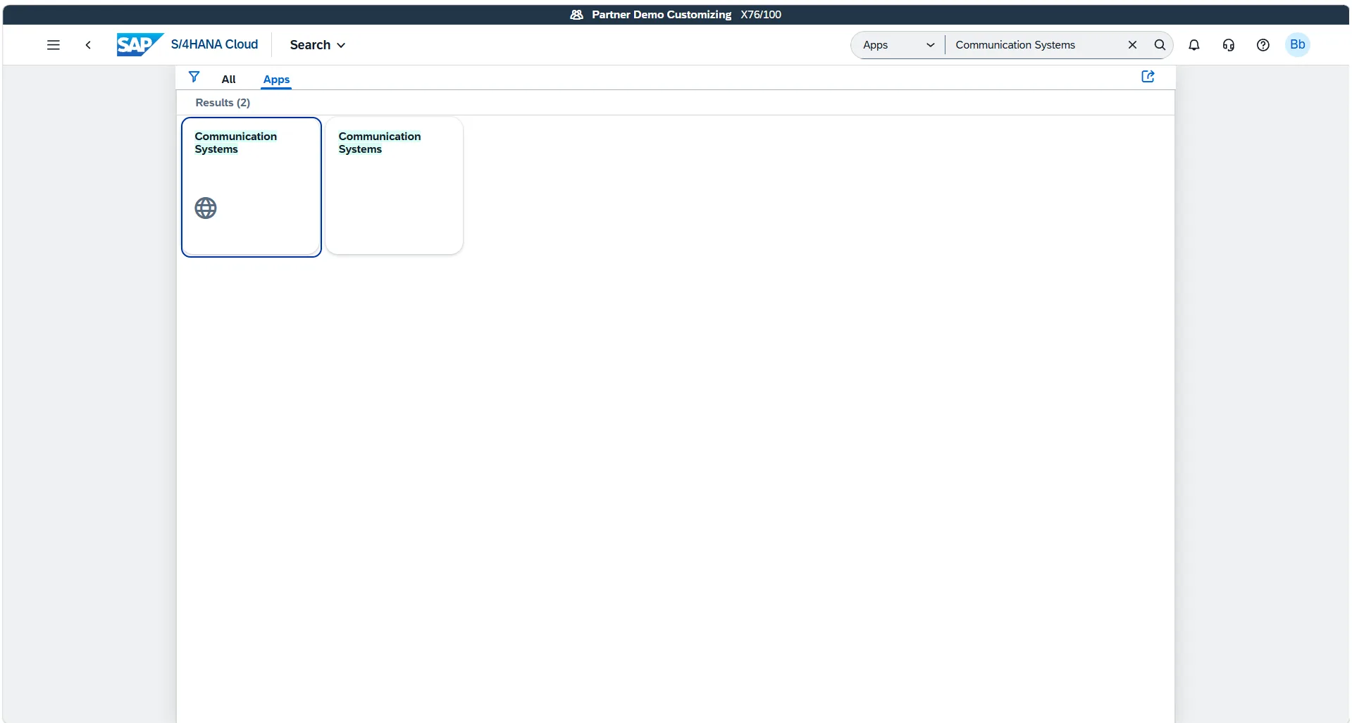 Searching for Communication Systems in SAP Fiori Launchpad