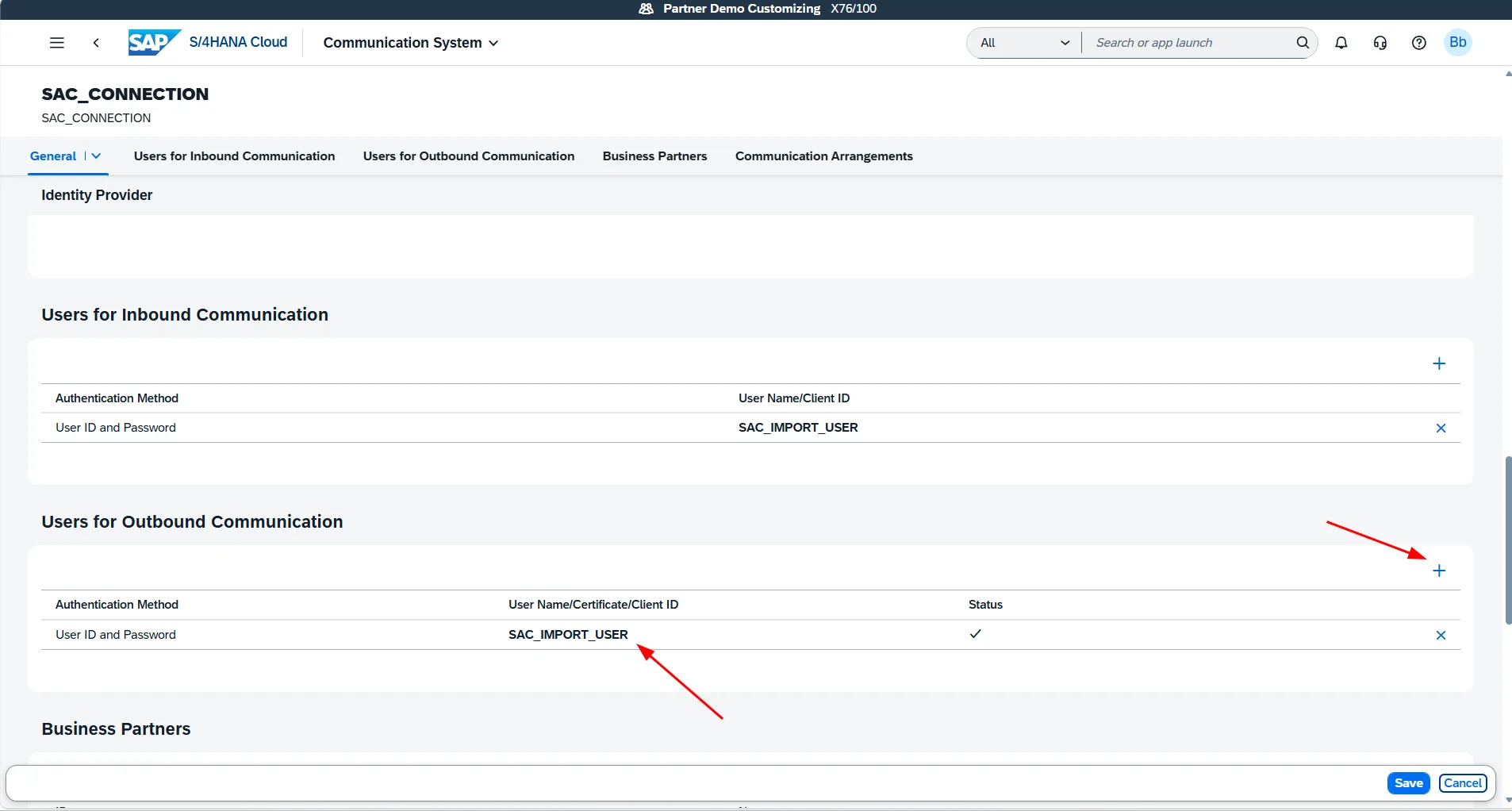 Maintaining same user credentials in Users for Outbound Communication