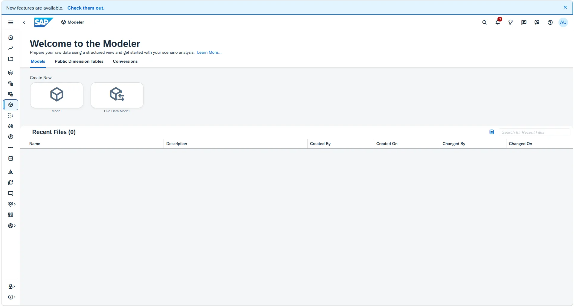 Selecting S/4HANA Import Connection in SAC Modeler