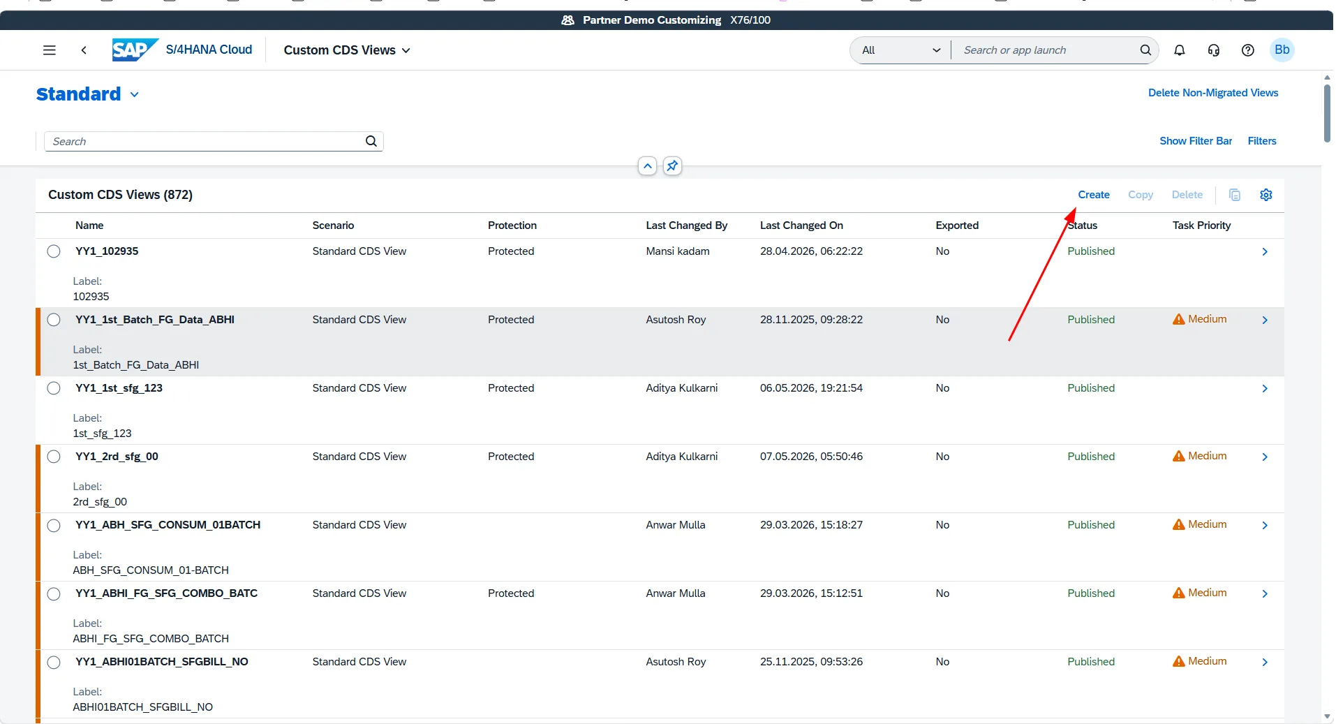 Locating the custom CDS view in Custom CDS Views app